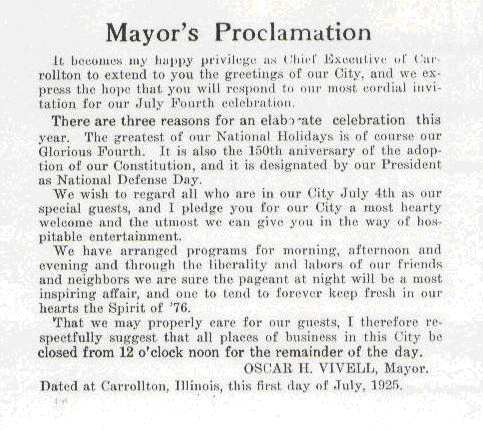 Fourth of July 1925 Proclamation